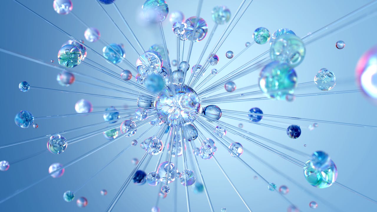 team-03 3D render abstract digital visualization depicting neural networks and AI technology.